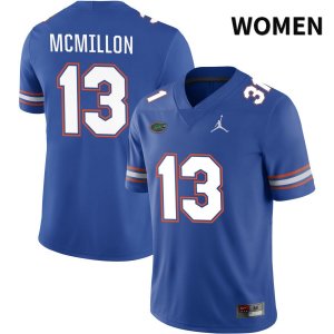 Women's Florida Gators #13 Donovan McMillon NCAA Jordan Brand Royal NIL 2022 Authentic Stitched College Football Jersey XBZ8362VS